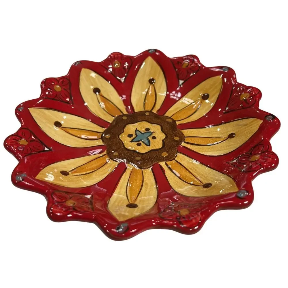 Pier 1 Carynthum Earthenware Plate 8 Inch Handcrafted Floral Dessert Dish